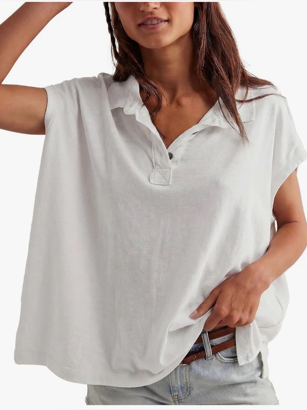 NWT White Relaxed Polo Tee-S